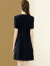 丹慕妮尔法式轻奢连衣裙女高级感2024夏季新款短袖气质收腰a字裙 藏蓝色 2XL