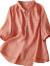 优吻（YOUWen）专柜撤回尾单中袖苎麻衬衫女宽松彩扣衬衣棉麻上衣 橘红色 少量现货 XL 建议130-145斤