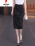 皮尔卡丹（pierre cardin）新中式半身裙女夏季薄款2024新款开叉中长裙子国风一步时尚包臀裙 黑色 S