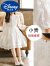 迪士尼（Disney）女童白色连衣裙春秋2024新款女孩裙子春装中大童蕾丝公主裙超洋 白色 150