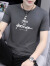宾色莫代尔男士短袖T恤夏装潮流字母印花上衣圆领修身体恤男 365黑色 M