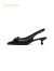 哈森包头凉鞋女2024夏季新款专柜同款羊皮气质尖头女鞋HM242509 黑色 35
