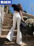 棉致森马集团 2024年春秋新款白色美式抽绳辣妹修身微喇休闲运动裤子 白色-加长 XS