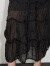 DAZZLE地素 半身裙2024夏季新款黑色复古反缝毛边肌理感长裙 黑色 S