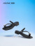 奥康（Aokang）官方女鞋 2024夏季舒适优雅拖鞋女气质花朵钻饰套趾拖 黑色 36