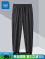 真维斯男装2024夏季新款 高弹薄款UPF40+松紧腰休闲长裤VF 黑色2010 175/84A/XL