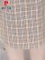 皮尔卡丹格子连衣裙2024新款夏季女复古气质POLO领中长款收腰显瘦衬衫裙子 黄格 M