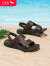 红蜻蜓男鞋夏季新款休闲男士沙滩鞋两用露趾凉拖鞋子男 深棕色 39