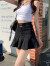 Radinka2024夏新款黑色辣妹牛仔半身裙女高腰显瘦百褶裙设计感YLM 黑色 S
