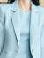 ROWILUX罗威奢品华夫格女士西装2024春秋季新款时尚气质通勤修身亮葱外套 浅蓝色 S