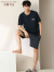 芬腾可安（FENTENGCARE）睡衣男夏季纯棉短袖短裤简约休闲圆领薄款家居服套装M23134 XL