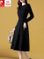 皮尔卡丹（pierre cardin）时尚高端连衣裙季2023新款女装中长款长袖气质 黑色 M