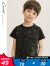 纯一良品（CUNYI）童装男童T恤薄款夏季新款中大童短袖上衣儿童休闲汗衫上衣 黑色 110cm