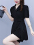 浪子闲话【轻奢】广州十三行女装小个子时尚休闲套装夏季2024新款连衣裙短 黑色 XL