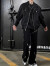 POUM高街暗黑色嘻哈宽松微喇叭牛仔裤美式vibe风多拉链设计感男裤子潮 CXPF-8021黑色 XL