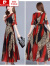 皮尔卡丹（pierre cardin）雪纺连衣裙女夏季2023新款高端气质洋气修身中袖时尚复古豹纹长裙 红色 M