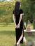 家隆名秀旗袍女夏季2023年新款民国复古黑色长款高端气质改良年轻款连衣裙 黑色 XL