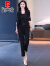 皮尔卡丹（pierre cardin）高级感时尚套装女装西服2024夏季新款洋气质减龄小个子西装三件套 黑色套装 L