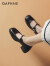 达芙妮（DAPHNE）玛丽珍女2024春夏季新款英伦风小皮鞋日系JK鞋法式气质高跟鞋 黑色 35