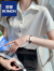 罗蒙（ROMON）短袖衬衫女2024夏季新款设计感通勤白色缎面韩版职业工装气质上衣 白色 2XL