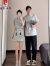 皮尔卡丹新中式情侣装夏季小众设计感短袖t恤男女两件套法式一裙一衣ins潮 女套装EJCa60 S