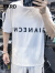 HKRD 香港轻奢潮牌印花字母短袖短裤套装男潮牌潮流2022夏季新款男士运动两件套 白色(一套) M 100-125斤