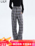 LILY【商场同款】春新款女装复古格纹时尚通勤显瘦直筒休闲裤 501灰色 XS
