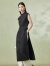 菲妮迪（FINITY）【新中式】菲妮迪品牌套头上衣2024夏季新款国风改良高开叉旗袍女 黑色 S