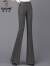 啄木鸟毛呢微喇裤女冬季2023年新款中年加厚休闲垂感高腰显瘦减龄长裤子 灰色 S (75-90斤)