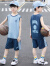 南极人（Nanjiren）童装男童篮球服夏季新款儿童运动套装中大童无袖速干衣夏装两件套 蓝色 110码建议100-110cm4-5岁cm