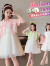 迪士尼（Disney）品牌童装女童连衣裙套装短袖裙子两件套洋气女孩小香风夏季网纱裙 粉色 160cm