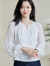 米思阳2024春季新款新中式高级感提花衬衫拼接通透弹力上衣女0892 白色 M