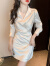 米珀莉（MIPOLI）小香风连衣裙春季女装新款2024年时尚气质显瘦收腰不规则衬衫裙子 香槟白色 S