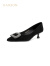 哈森2024新款尖头女鞋细跟浅口时装鞋气质女单鞋HWS240125 黑色 36