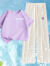 迪士尼（Disney）官方授权女童夏季套装2024新款网红炸街儿童休闲韩版夏装两件套大 15025米白色+1383紫色 150cm(150cm)