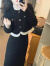 可茵（Keyin）小香风连衣裙女装新款2023年秋冬套装女减龄职业短外套中长款裙子 黑色外套+黑色裙子 S