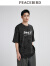 【ZOLA联名】太平鸟男装T恤夏季潮流满印短袖宽松休闲时尚 黑色第一批（阔型） XL