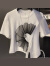 浪莎（LangSha）纯棉开叉不规则立体装饰短袖T恤上衣女夏季新款韩版时尚洋气小衫 白色 M 70-95斤