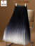 啄木鸟绿色高端网纱半身裙女夏新款2023新款中长两面穿渐变色a字百褶裙 咖啡色 2XL 建议126-145斤
