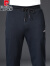皮尔卡丹大码男士运动长裤冬季加绒加厚休闲裤子男宽松加肥加大胖子直筒裤 黑色 XL