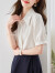 拉夏贝尔休闲衬衫女2024夏季新款韩版通勤百搭精致短袖衬衣舒适透气上衣女 白色 XL