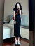拉夏贝尔（La Chapelle）法式黑色修身连衣裙子女装2024年新款夏季感气质收腰长裙 S(95斤以下拍)