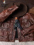 啄木鸟2023新款美工复古做旧皮夹克古铜色短款翻领工装皮衣男士潮流外套 棕色 M