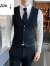 COZOK 西服套装男新款韩版修身双排扣西服三件套商务休闲职业正装套装 黑色三件套(西服+西裤+衬衫) 2XL