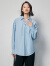 初语蓝色灯笼袖系带设计法式气质衬衫女2024春季新款宽松休闲衬衣 天蓝色 S