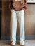 NEW OR MODE美式重磅拉链卫裤男冬季加绒加厚直筒休闲长裤高街微喇运动裤子男 白色(加绒) XL