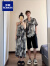 罗蒙（ROMON）情侣装夏季2024新款海边度假沙滩衬衫吊带假两件女连衣裙一衣一裙 男生套装 2XL