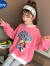 迪士尼女童拼接卫衣儿童时髦韩版宽松上衣女孩打底衫长袖长款T恤假两件 大力水手套装 粉色 110码建议身高100CM3-10岁