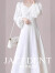 杰西登敦温柔风白色长袖连衣裙女2023新款秋季高端法式女神范气质收腰长裙 白色 XL