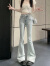 圣雪缇复古牛仔裤女2024年新款美式小个子马蹄裤显瘦高腰子 蓝色 大码L